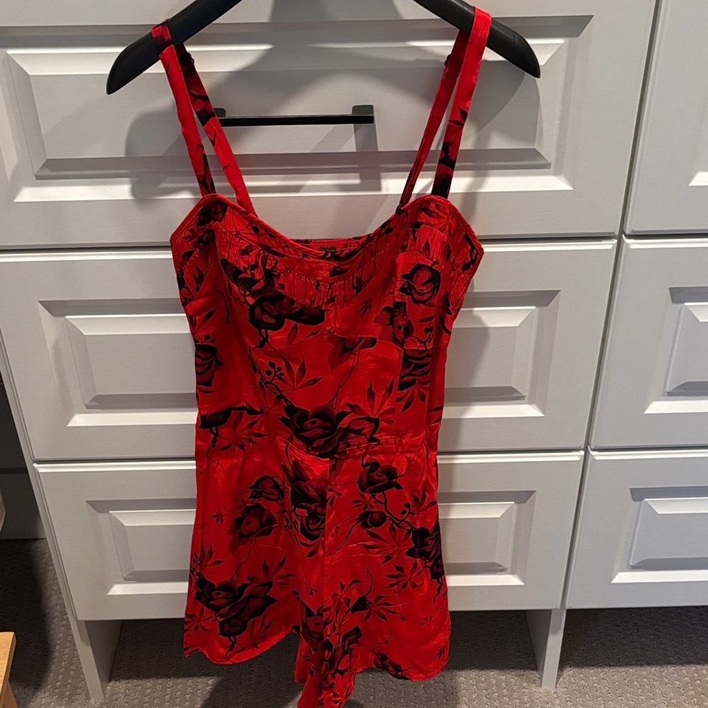 Free People Red and Black short romper  size 4